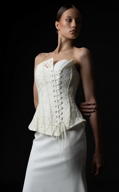 Kemik Bağcıklı Korse Detaylı Abiye Elbise